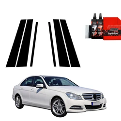 GrizzGlass BodyShield Black pillar film for Mercedes Benz C-Class W204 Sedan Facelifting (2011-2014) [6in1]
