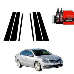 GrizzGlass BodyShield Black pillar film for Volkswagen Passat B7 Sedan (2010-2014) [6in1]