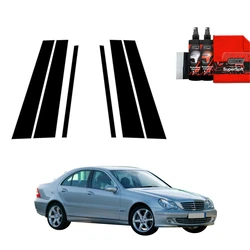 GrizzGlass BodyShield Black pillar film for Mercedes Benz C-Class W203 Sedan (2000-2007) [6in1]
