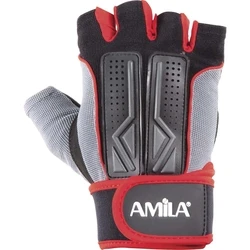 AMILA Weightlifting Gloves Amara PU Black/Red/Grey M