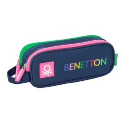 Διπλή Κασετίνα Benetton Damero Ναυτικό Μπλε 21 x 8 x 6 cm