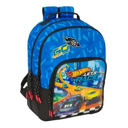 Σχολική Τσάντα Hot Wheels Let's race Μπλε Μαύρο 32 x 42 x 15 cm