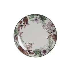 DKD Home Decor Flatplater Blomster Porcelain