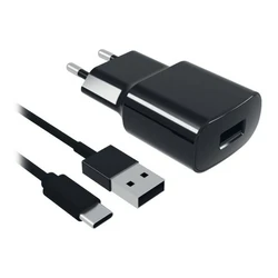 Φορτιστής Πρίζας + Καλώδιο USB C Contact 8427542980744 2A Μαύρο