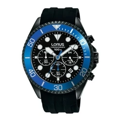 Lorus Ανδρικό Ρολόι 44mm Χρονογράφος Μπαταρίας με Μαύρο Καουτσούκ Λουράκι RT323GX9