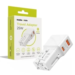 Mobile Origin Travel Adapter 25W EU/US/UK/AU, λευκό