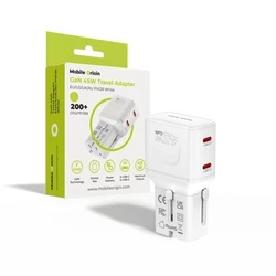 Φορτιστής Ταξιδίου Mobile Origin GaN 45W (EU/US/UK/AU) PW26, Λευκό