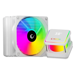 Rampage INFINITE V120 120mm ARGB AIO Liquid CPU Cooler with Temperature Display, White
