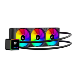 Rampage INFINITE V360 360mm AIO Liquid CPU Cooler ARGB with Temperature Meter, Black