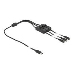 Καλώδιο USB Delock Type-C σε 3x DC 5.5 x 2.1mm 86801, 1m, μαύρο