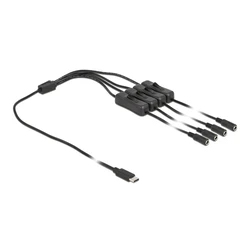 Καλώδιο USB Delock Type-C σε 4x DC 5.5 x 2.1mm 86802, 1m, μαύρο