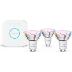 Philips Hue GU10 (3 τεμάχια) + Hue Bridge – Έξυπνες RGB LED λάμπες GU10 345 lm