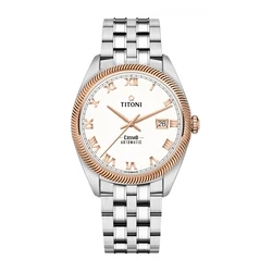 Ανδρικό Ρολόι Titoni 878Srg-657 (41mm) Μεταλλικό Μπρασελέ Ασημί