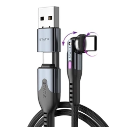 Καλώδιο STATIK PowerPivot Pro USB-C 1μ - Μαύρο (braided, περιστρεφόμενο)