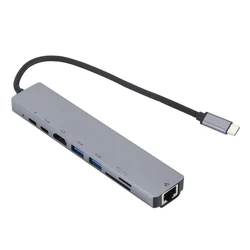 Docking Station ATC 8in1 USB C hubRJ45 HDMI USBx2 SD TF PDx2