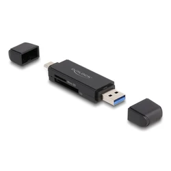 Card Reader Delock 91004 για SD & micro SD, USB & USB-C 5Gbps, μαύρο
