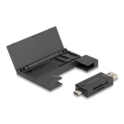 Card Reader Delock 91014 για SD & micro SD, με Θήκη, USB/USB-C, 5Gbps, Μαύρο