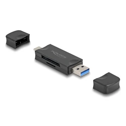 Card Reader Delock 91020 για Sd & Micro Sd, Usb/USB-C, 5Gbps, Μαύρο