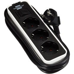 Πολύπριζο Με Διακόπτη Brennentuhl Ecolor 3 Θέσεων White/Black