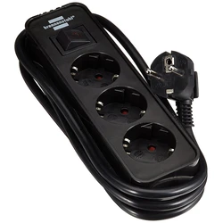 Πολύπριζο Με Διακόπτη Brennentuhl Ecolor 3 Θέσεων Black/Black