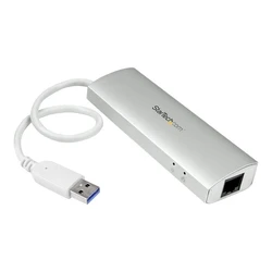 USB Hub StarTech 3 Port 3.0 Hub plus Gigabit Ethernet - Aluminium - 3 connections