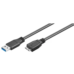 Goobay καλώδιο USB 3.0 σε USB 3.0 micro Τype B 95169, 15W, 5Gbps, 1m, μαύρο