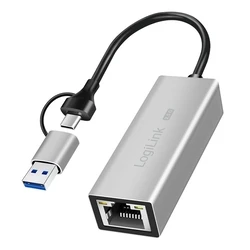 Αντάπτορας Δικτύου USB Logilink USB-A/-C to 2,5G Ethernet Gray