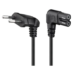 Καλώδιο Τροφοδοσίας Goobay Euro 97346, γωνιακό, 2x0.75 mm², 1m, μαύρο