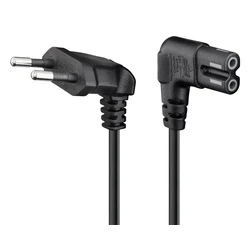 Καλώδιο Τροφοδοσίας Goobay Euro 97350, γωνιακό, 2x0.75 mm², 2m, μαύρο