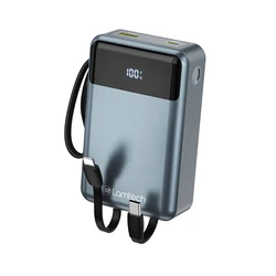 LAMTECH Power Bank 20000mAh PD65W με ενσωματωμένα καλώδια Type-C και Lightning QC3.0