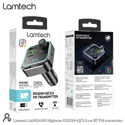 FM Transmitter Lamtech Rgb Bt5.0 Qc3.0 Pd20w