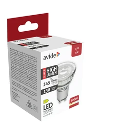 Λάμπα LED Avide Σπότ Αλουμίνιο + Πλαστικό 2.5W GU10 Θερμό 3000K Super Υψηλής Φωτεινότητας