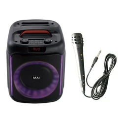 Karaoke Akai ABTS-V20 USB, AUX-IN, κάρτα TF, FM, LED και ενσύρματο μικρόφωνο- 20W RMS
