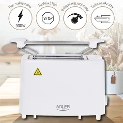 Φρυγανιέρα Adler 2 Slice 900w White