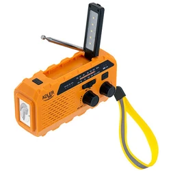 Φορητό Ραδιόφωνο Adler CRANK POWERED Ηλιακό με USB Πορτοκαλί