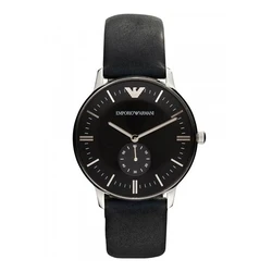 Ανδρικό Ρολόι Armani Ar0382 (40mm) Δερμάτινο Λουράκι Μαύρο