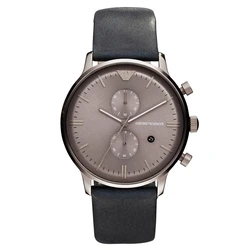 Ανδρικό Ρολόι Armani Ar0388 (43mm) Δερμάτινο Λουράκι Μαύρο