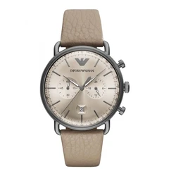 Ανδρικό Ρολόι Armani Ar11107 (43mm) Δερμάτινο Λουράκι Καφέ