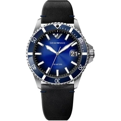 Ανδρικό Ρολόι Armani Ar11516 (42mm) Δερμάτινο Λουράκι Μαύρο