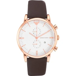 Ανδρικό Ρολόι Armani Ar1936 (43mm) Δερμάτινο Λουράκι Καφέ