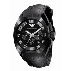 Ανδρικό Ρολόι Armani Ar5846 (46mm) Καουτσούκ Λουράκι Μαύρο