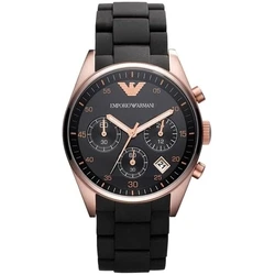 Emporio Armani Γυναικείο Ρολόι 38mm Χρονογράφος Μπαταρίας με Μαύρο Καουτσούκ Λουράκι AR5906