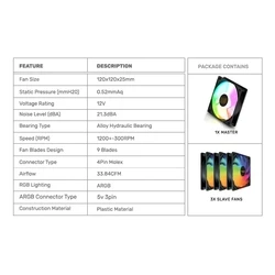 Case Fan Armaggeddon Cooling 4xfan Kit 12cm Argb Kit 5000 White