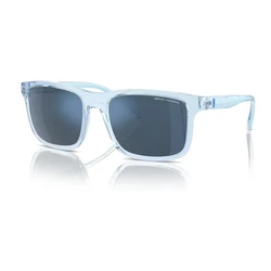 Armani Exchange Unisex Sunglasses AX4145S 834555 - Shiny Transparent Blue Frame, Dark Blue Mirror Lens