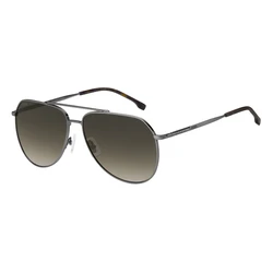 BOSS Men's Aviator Sunglasses BOSS 1447/S KJ1G — Metal (silver) frame, brown gradient polycarbonate lenses, 61/17/145 mm, 100% UV