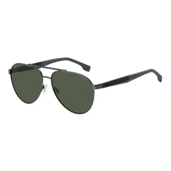 BOSS Men's Aviator Sunglasses BOSS1485SMFK — Metal Frame, Green Polarized Lenses (60/15/145 mm)
