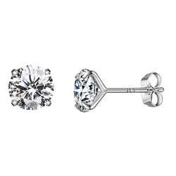 BAMOER Σκουλαρίκια Καρφωτά BSE166 Με Κυβική Ζιρκόνια 6mm Ασήμι 925