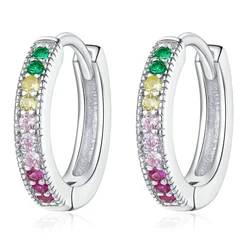 Σκουλαρίκι Bamoerα Κρίκοι BSE459, Κυβική Ζιρκόνια, Ασήμι 925, Ασημί