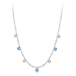 Κολιέ Bamoer BSN428 με Κυβική Ζιρκόνια, Ασήμι 925, Ασημί/Μπλε