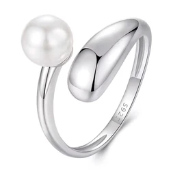 Δαχτυλίδι Bamoer Bsr662-E με Πέρλα, Ανοιγόμενο, Ασήμι 925, Ασημί